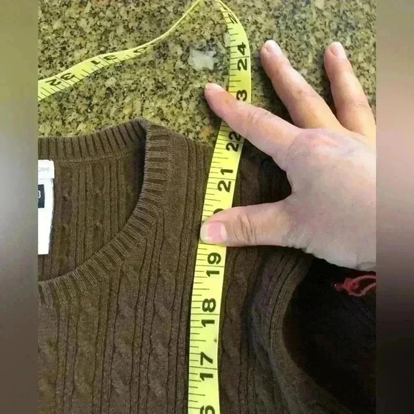 Y2K GAP stretch brown 3/4 sleeve braided cotton knit top Women Medium - Picture 9 of 9